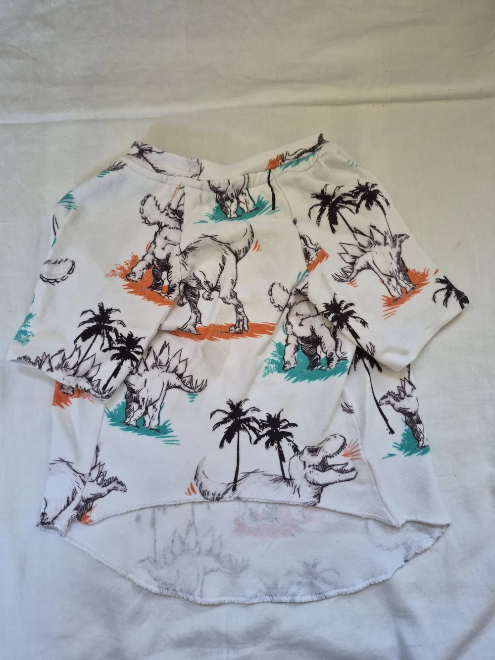 White Dog Tee - Dino Print
